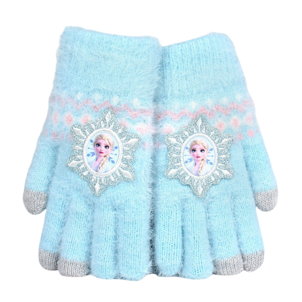 Full Finger Gloves Elsa Winter Knit Warm Mittens Soft Lined Fleece Thermal Outdoor Stretchy Gloves for Kids boys girls