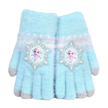 Full Finger Gloves Elsa Winter Knit Warm Mittens Soft Lined Fleece Thermal Outdoor Stretchy Gloves for Kids boys girls