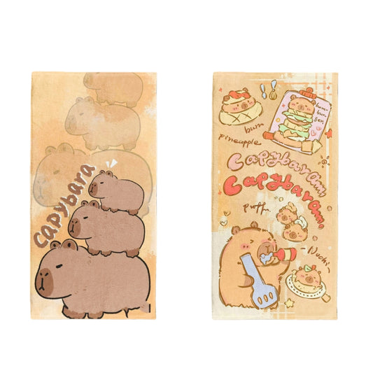 2PCS Children's Facial Towel, Kids Washcloth Towels, Cotton Kids Face Towels, Cute Kitty dog Hand Towel Set, Children Wash Cloths for Hand Face Shower, 33x 73 CM (Capybara)