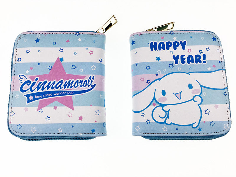 Kids GIrls Women Wallet Cute Trifold Wallet with Coin Purse Card Slots with zip pockets Gifts PU leather (Cinnamoroll)