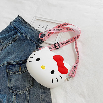 Kids Purse Girls Silicone Mini Children's Coin Purse Cute Cartoon Shoulder Bag Crossbody Bag Accessories Bags Adjustable Strap for Kids Gift Travel Holiday (Hello Kitty)