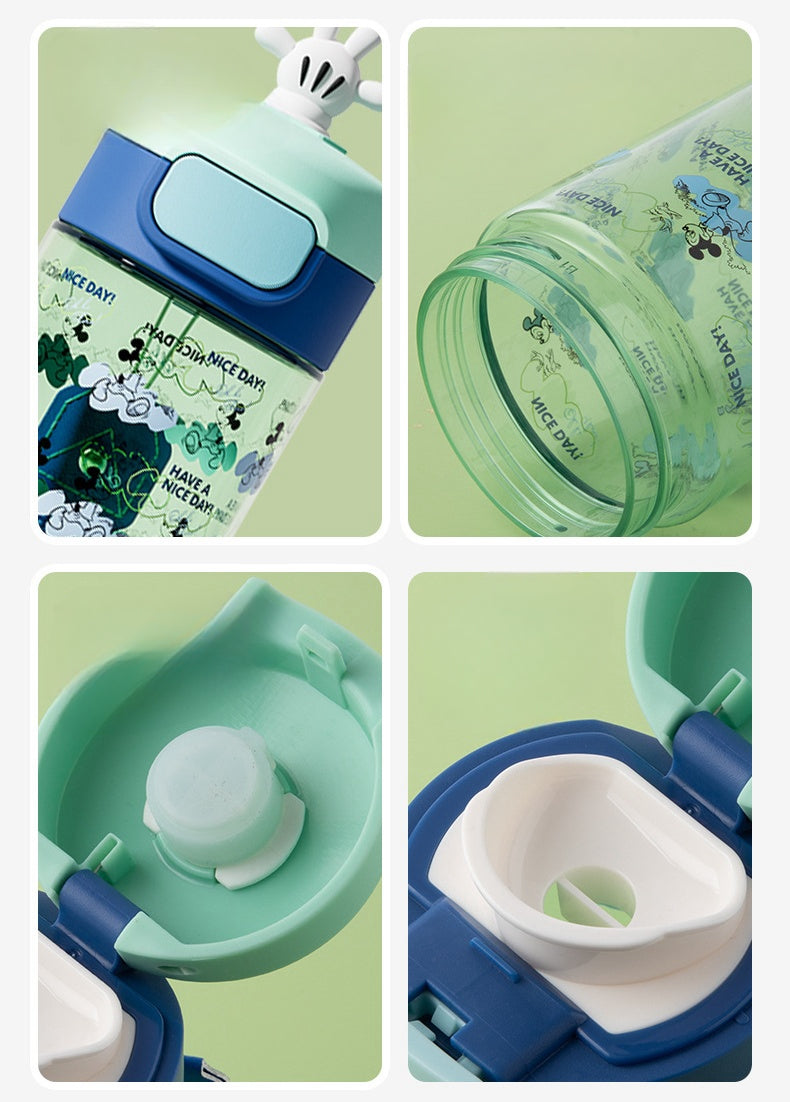 Water Bottle Reusable Kids 520ml PP with Two Lids Leak Proof with straw Lid BPA Free Drinking