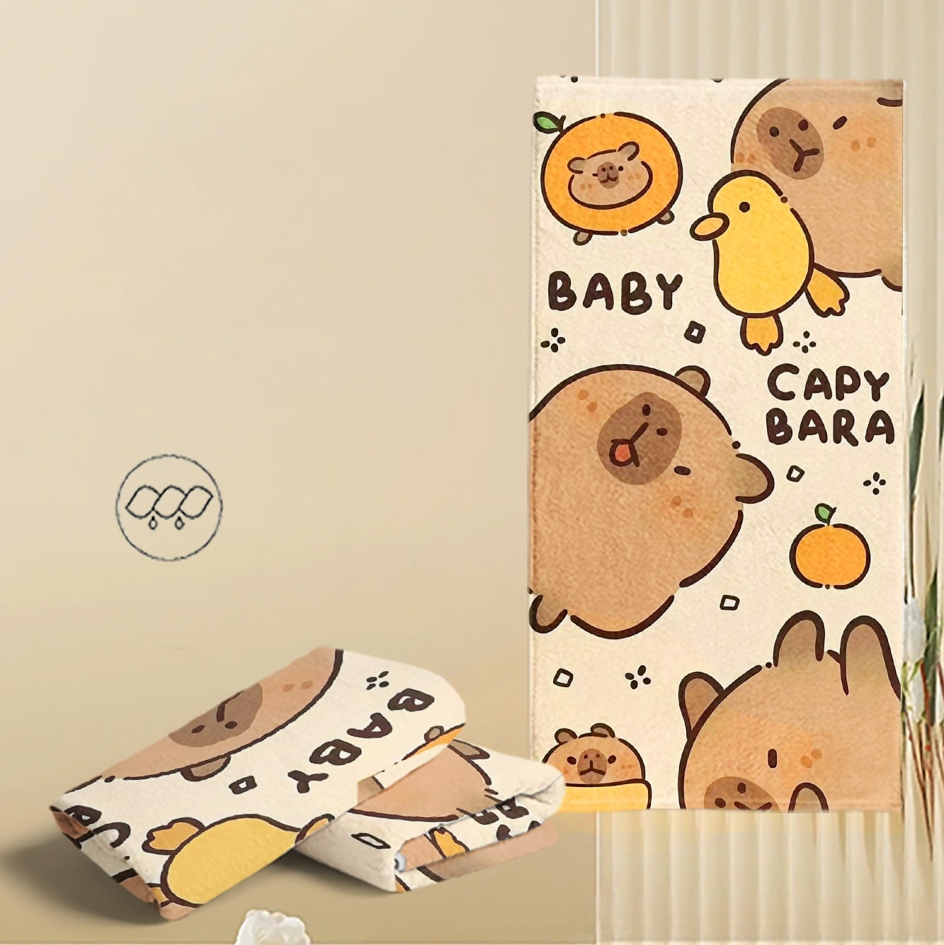 2PCS Children's Facial Towel, Kids Washcloth Towels, Cotton Kids Face Towels, Cute Kitty dog Hand Towel Set, Children Wash Cloths for Hand Face Shower, 33x 73 CM (Capybara)