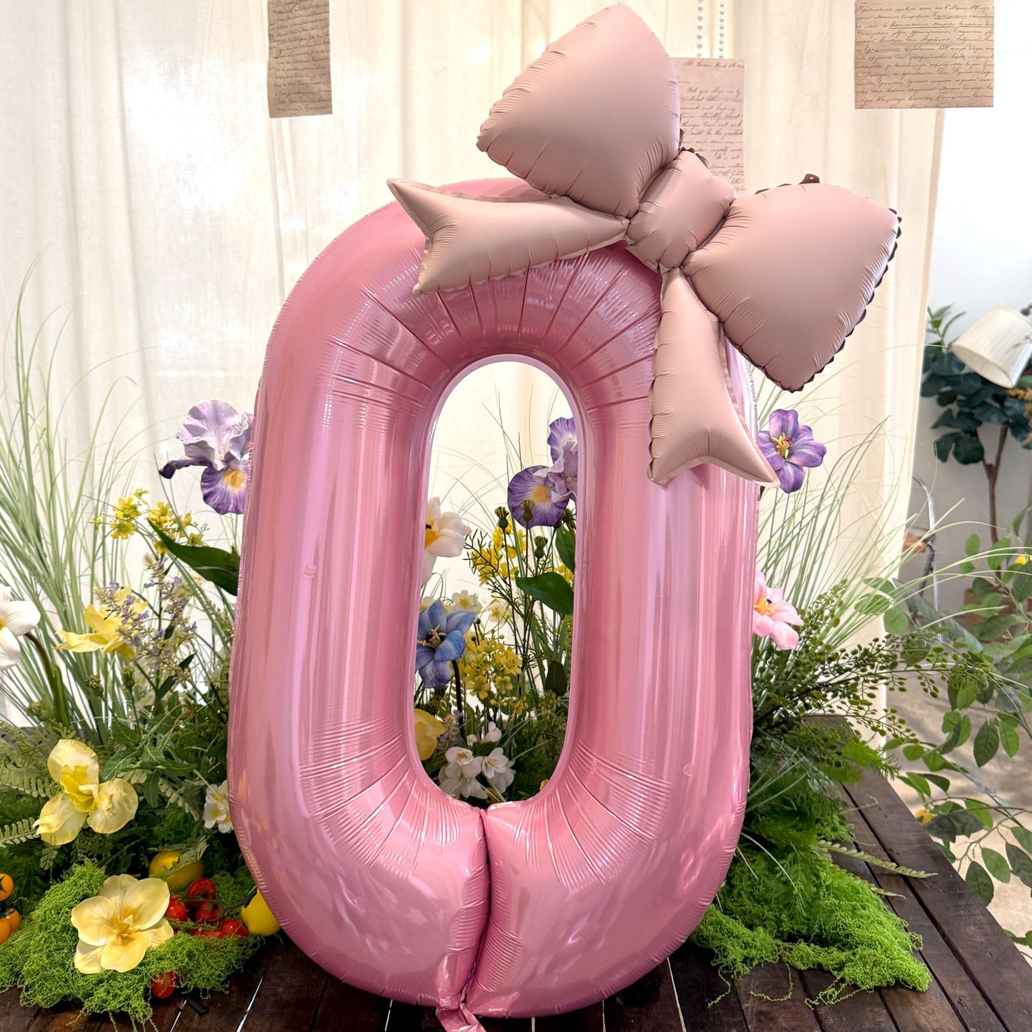 40'' Pink Number with Bow Balloon, Self Inflating Foil Light Pink Set 0-9, Pastel Pink Helium Balloon for Girls Birthday Party Decorations Anniversary Supplies (Pink, Number 2)