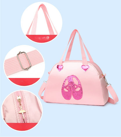Girls Kids Children Ballet Dance Bag, Pink Ballerina Handbag Tote Gymnastics Sports Duffel Bag, Crossbody Shoulder School Bag Light Weight Carry-on Luggage (Purple 02)