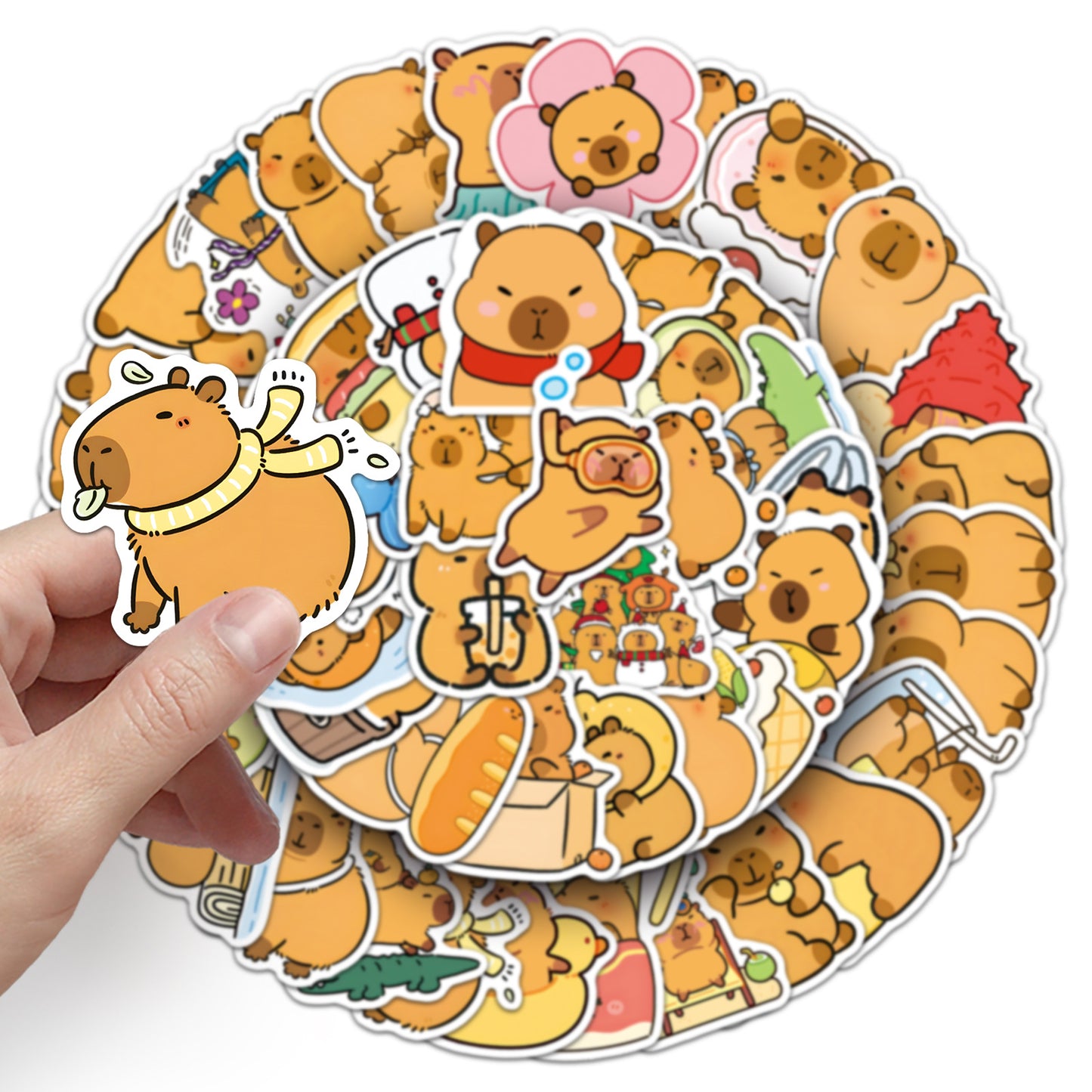 50pcs Princess Aven Superheros Toy Kids Stickers Luggage Laptop Skateboard Waterproof Party Bag Fillers Waterbottle Decal Graffiti Patches(Capybara)