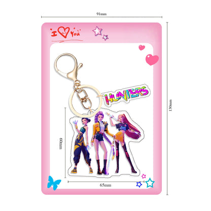 Kpop 1pcs Demon Keychain, Cartoon Hunters Figure Key Pendants Silicone for Bag backpack Keyring Decoration Pendants Adults Party Favors Birthday Party Supplies（E）