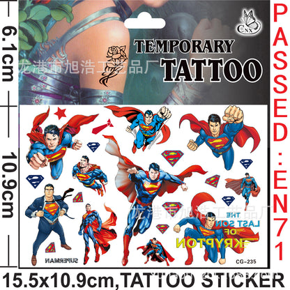 10 Sheets Kids  rincess Temporary Tattoos Sticker Waterproof Superhero Stickers Fake tattoo Party Bag Fillers (Spiderman)