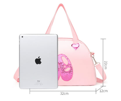 Girls Kids Children Ballet Dance Bag, Pink Ballerina Handbag Tote Gymnastics Sports Duffel Bag, Crossbody Shoulder School Bag Light Weight Carry-on Luggage (Pink2)