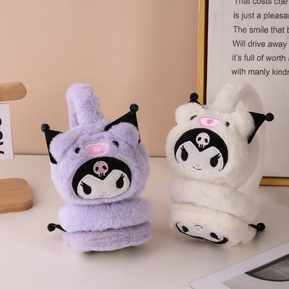 Kids Boy Girl Earmuffs Winter Fleece Thermal Outdoor Warm Plush Ear Warme( Kuromi)