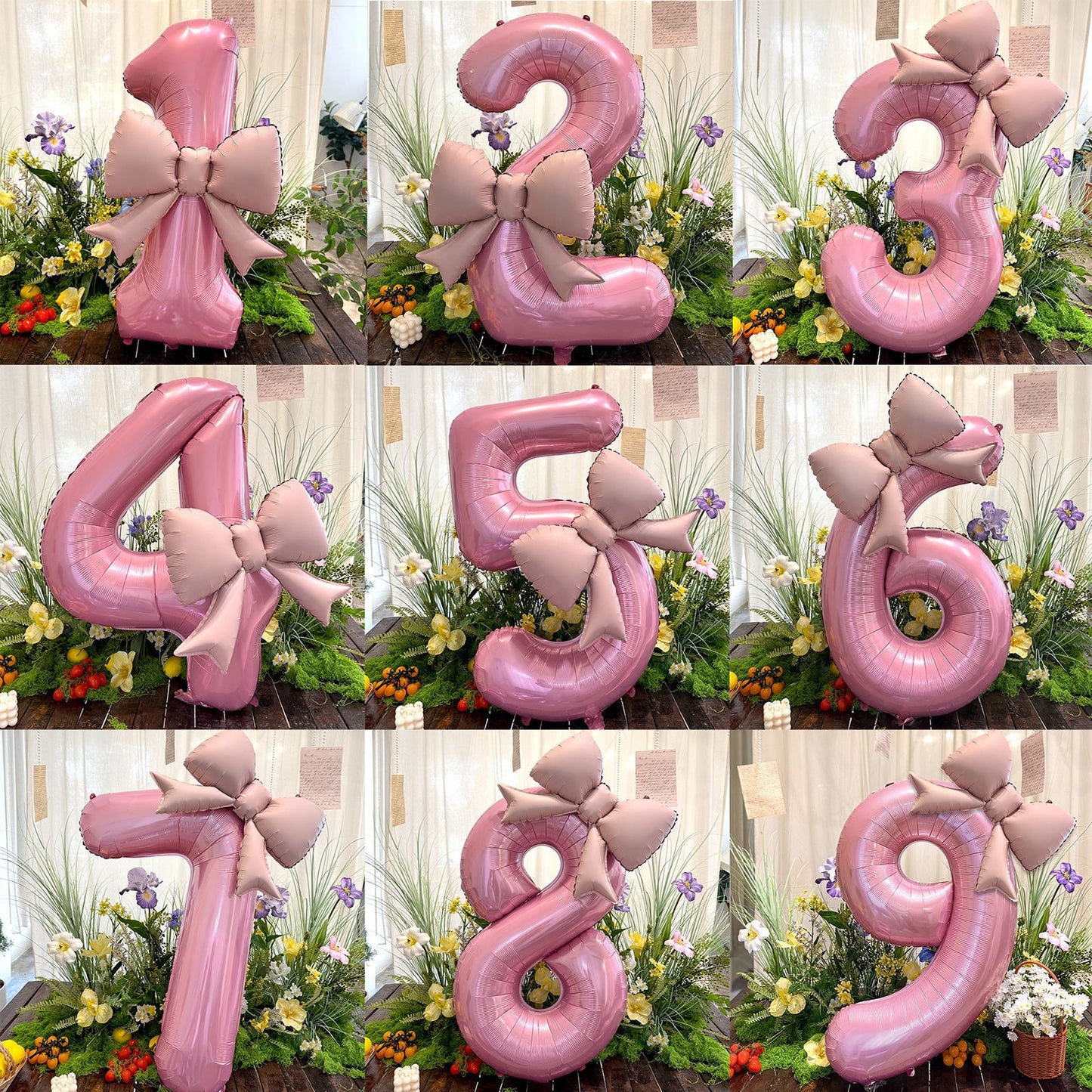 40'' Pink Number with Bow Balloon, Self Inflating Foil Light Pink Set 0-9, Pastel Pink Helium Balloon for Girls Birthday Party Decorations Anniversary Supplies (Pink, Number 2)