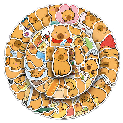 50pcs Princess Aven Superheros Toy Kids Stickers Luggage Laptop Skateboard Waterproof Party Bag Fillers Waterbottle Decal Graffiti Patches(Capybara)