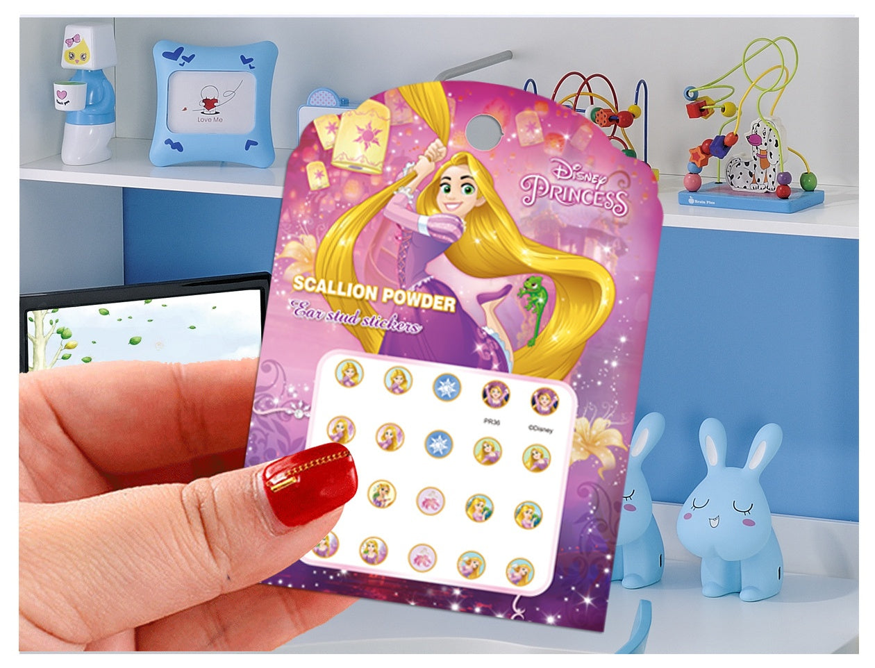 5 Sheets Toddlers Princess Elsa Minnie Kids Girls Nail Stickers Earring Stickers Art Decal Party Bag Fillers Decor for Kids Girls Birthday Gift
