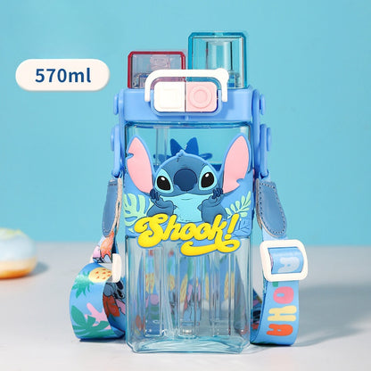 Water Bottle Reusable Kids 510ml PP with Two Lids Leak Proof with straw Lid BPA Free Drinking bottle (Kuromi)