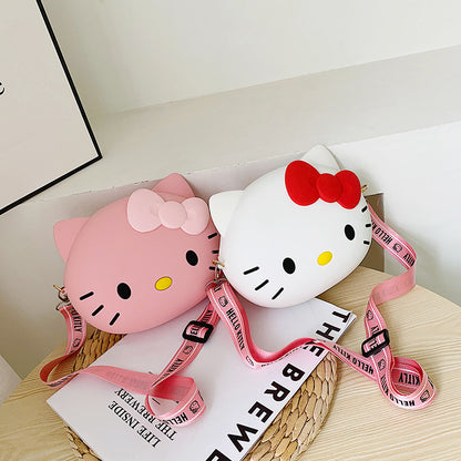 Kids Purse Girls Silicone Mini Children's Coin Purse Cute Cartoon Shoulder Bag Crossbody Bag Accessories Bags Adjustable Strap for Kids Gift Travel Holiday (Hello Kitty)