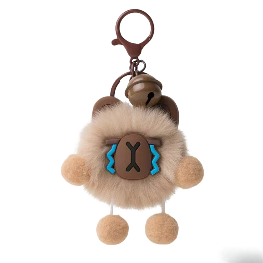 Cute Avocado cat paws panda Plush Keychain, Fluffy faux fur Decorative Key Ring Accessory for Women's Bags, Backpack and Purses (Capybara)