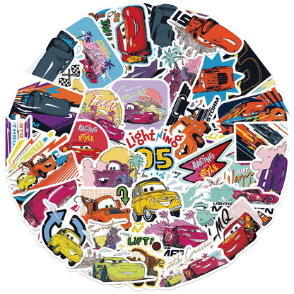 50pcs Princess Aven Superheros Toy Kids Stickers Luggage Laptop Skateboard Waterproof Party Bag Fillers Waterbottle Decal Graffiti Patches (Cars)