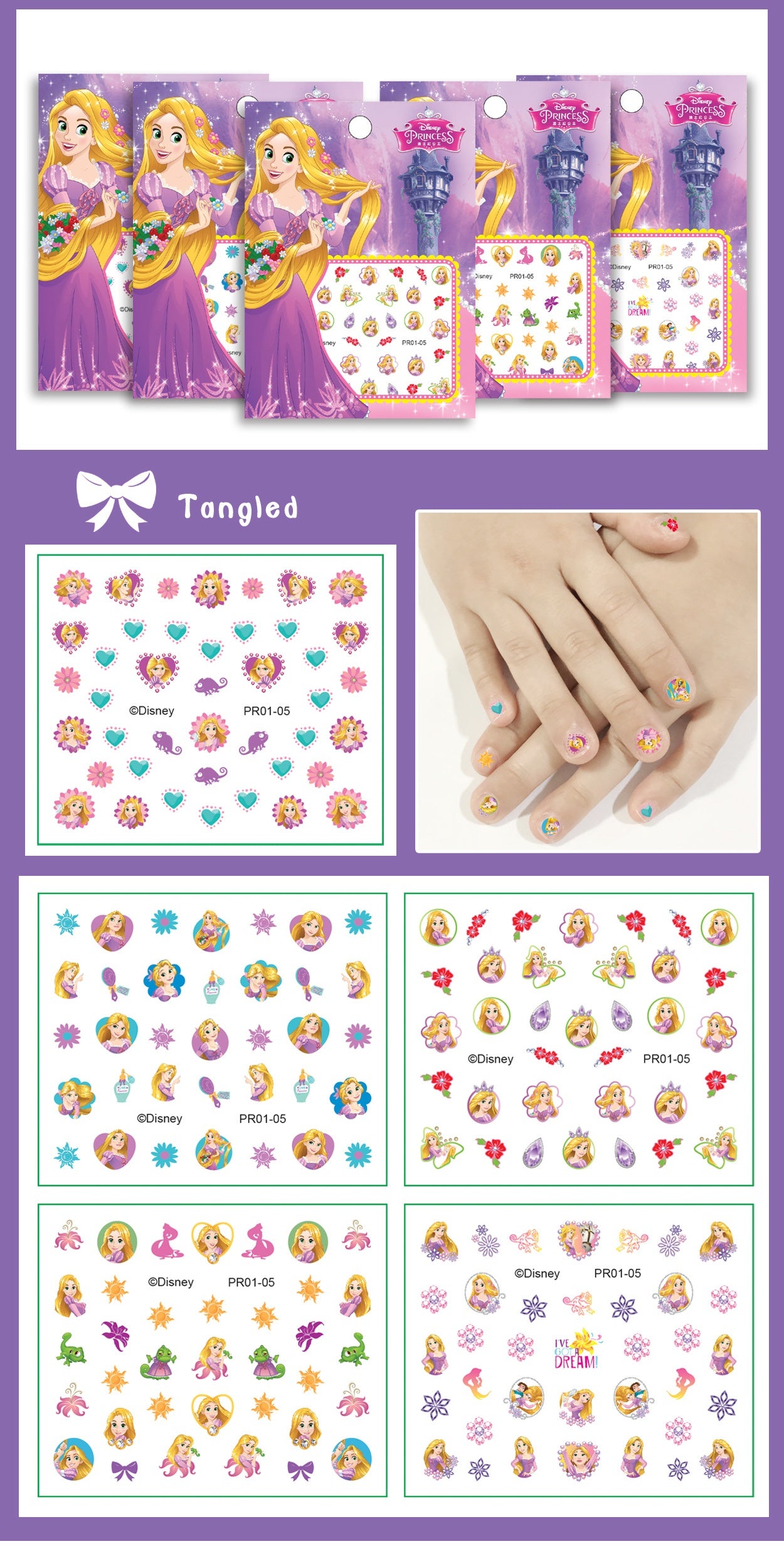 5 Sheets Toddlers Princess Elsa Minnie Kids Girls Nail Stickers Earring Stickers Art Decal Party Bag Fillers Decor for Kids Girls Birthday Gift