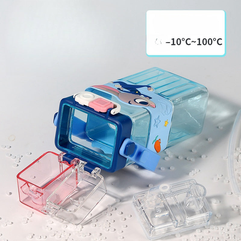 Water Bottle Reusable Kids 510ml PP with Two Lids Leak Proof with straw Lid BPA Free Drinking bottle (Kuromi)