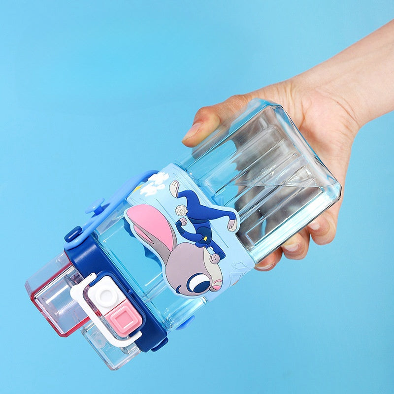 Water Bottle Reusable Kids 520ml PP with Two Lids Leak Proof with straw Lid BPA Free Drinking bottle (Cinnamoroll)