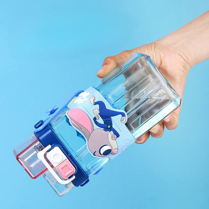 Water Bottle Reusable Kids 520ml PP with Two Lids Leak Proof with straw Lid BPA Free Drinking bottle (Cinnamoroll)