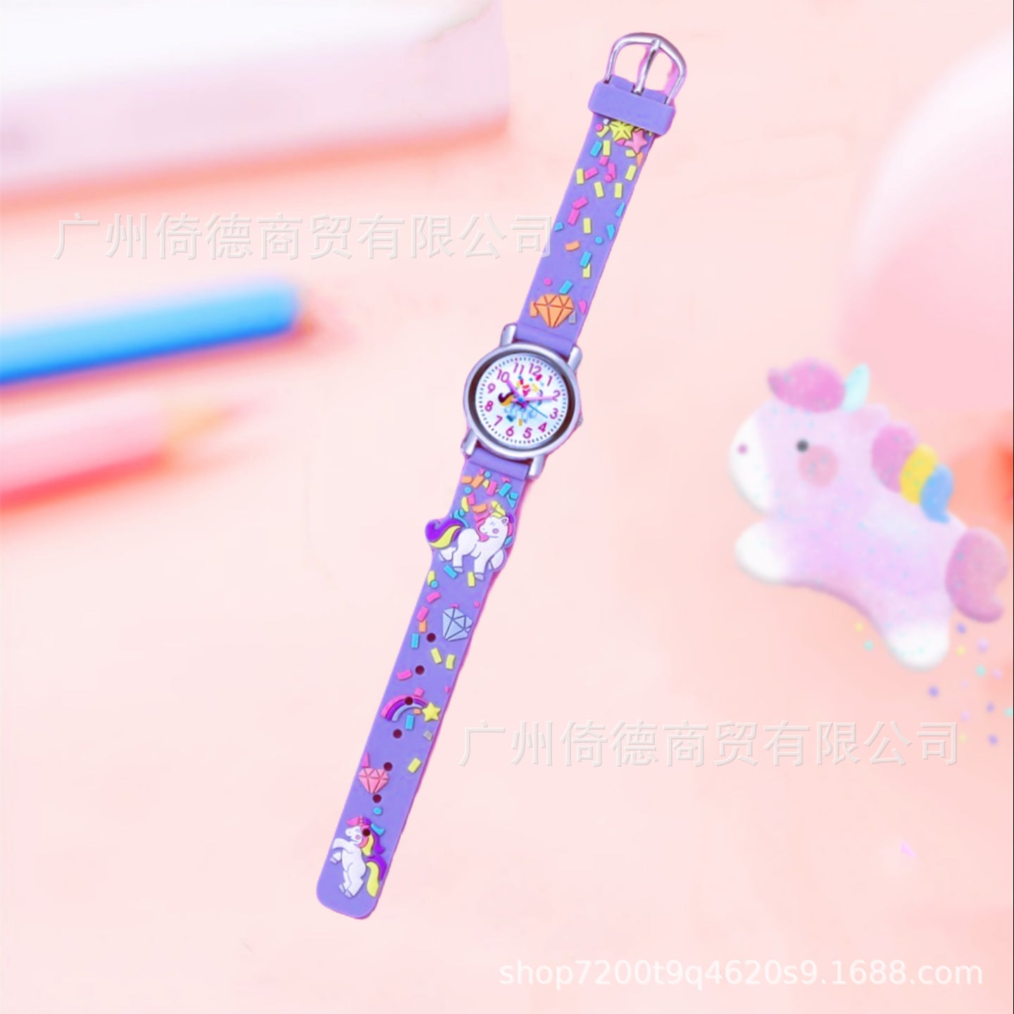 Analogue Quartz Watch with Ceramics Strap Bracelet Girls Boys Toddler Watches Gifts for Kids Birthday Gifts (Unicorn Pink)