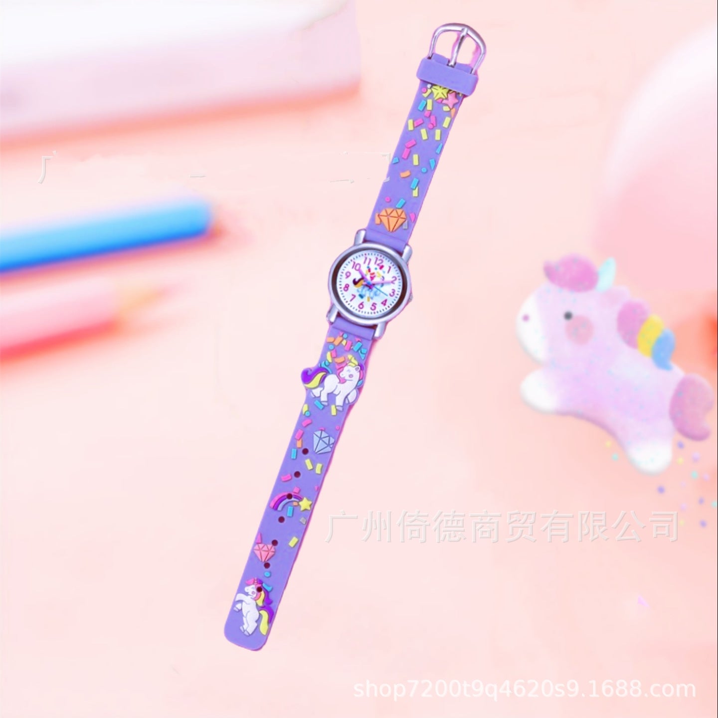 Unicorn Watch with Silicone Strap Bracelet Girls Boys Toddler Watches Gifts for Kids Birthday Gifts School Teacher Learning Watches (Unicorn Purple)