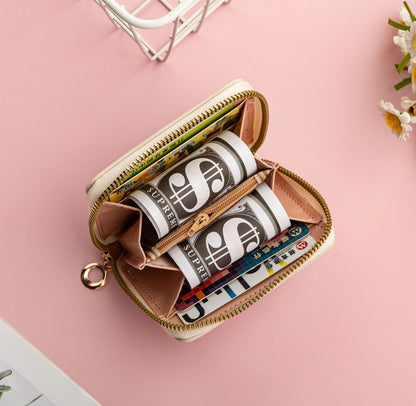 Kids GIrls Women Wallet Cute Trifold Wallet with Coin Purse Card Slots with zip pockets Gifts PU leather (Cinnamoroll)