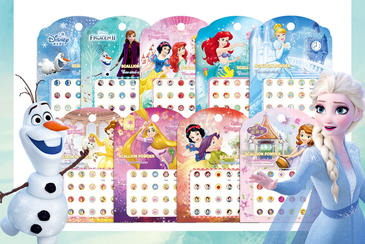 5 Sheets Toddlers Princess Elsa Minnie Kids Girls Nail Stickers Earring Stickers Art Decal Party Bag Fillers Decor for Kids Girls Birthday Gift