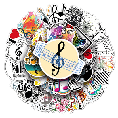 50pcs Panda Music Superheros Toy Kids Stickers Luggage Laptop Skateboard Waterproof Party Bag Fillers Waterbottle Decal Graffiti Patche (Music)