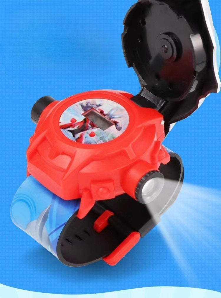 Superhero Robert Watch with 24 Super Projection Cartoon Hero Figurines Princess, Electronic Watch for Boys Girls Projector 3D Watch