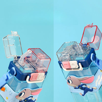 Water Bottle Reusable Kids 510ml PP with Two Lids Leak Proof with straw Lid BPA Free Drinking bottle (Kuromi)