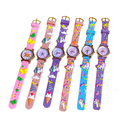 Unicorn Watch with Silicone Strap Bracelet Girls Boys Toddler Watches Gifts for Kids Birthday Gifts School Teacher Learning Watches (Unicorn Purple)