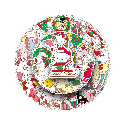 50pcs Princess Aven Superheros Toy Kids Stickers Luggage Laptop Skateboard Waterproof Party Bag Fillers Waterbottle Decal Graffiti Patches(hello kitty)