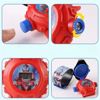 Superhero Robert Watch with 24 Super Projection Cartoon Hero Figurines Princess, Electronic Watch for Boys Girls Projector 3D Watch