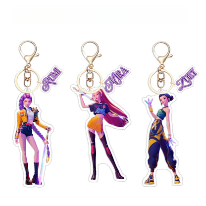 Kpop 1pcs Demon Keychain, Cartoon Hunters Figure Key Pendants Silicone for Bag backpack Keyring Decoration Pendants Adults Party Favors Birthday Party Supplies（J）