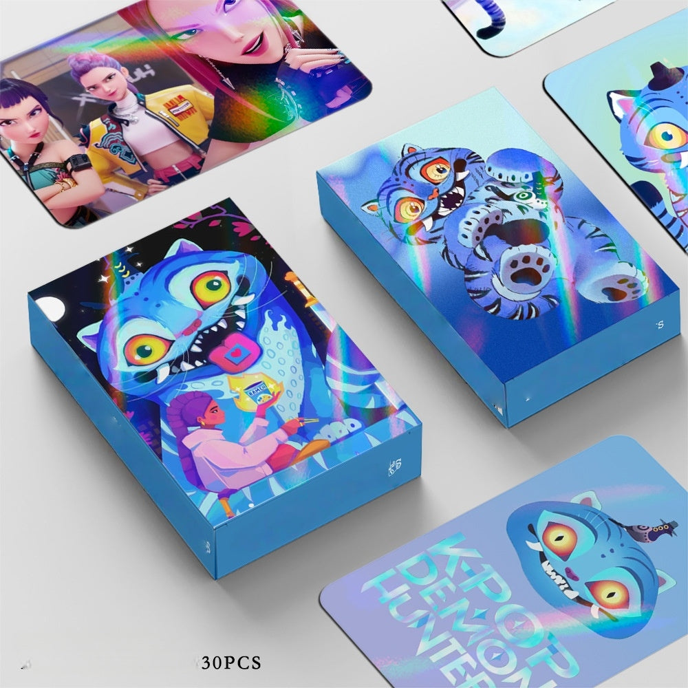 Kpop Hunters Photocards,Lomo card setwith free stickers,Waterproof Anime Character Collection Vinyl card postcards, gifts for Korean pop, anime lovers, girls (Cat 30pcs)