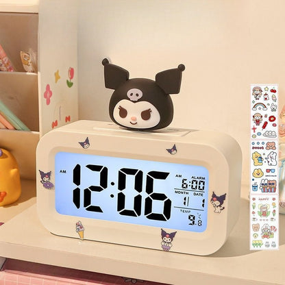 LED Digital Children Alarm Clock With Night Light - Light Alarm Clock for Girls Boys Teenagers School Back To School Gifts Dual Alarms Snooze Modes Temperature Dates display (Hello Kitty)