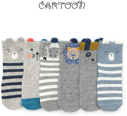 6 Pairs Toddlers Baby Girls Boys Kids cute Anti-Skid Non Skid cotton Socks Newborn Infant 1-3 Years