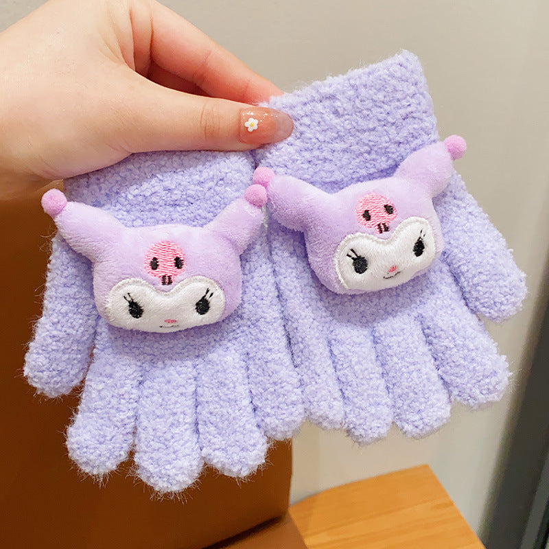Full Finger Gloves Elsa Winter Knit Warm Mittens Soft Lined Fleece Thermal Outdoor Stretchy Gloves for Kids boys girls