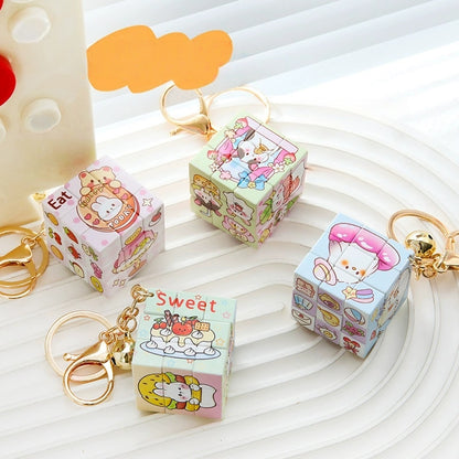 Mini cube Demon Keychain, Cartoon Hunters Figure Key Pendants Silicone for Bag backpack Keyring Decoration Pendants Adults Party Favors Birthday Party Supplies (Hamster)
