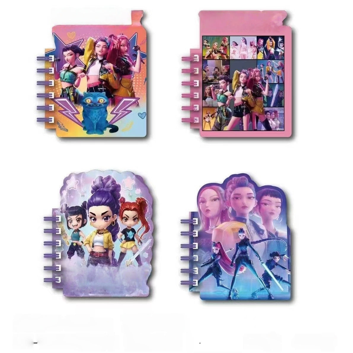 4PCS cute unicorn bus Notebook Wirebound Small Mini Pocket Journal Diary for Girls Boys Kids Gift Spiral bound A7 Lined Notebook Writing Drawing Notepad(Kpop)