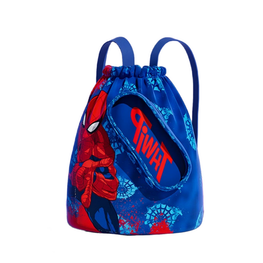 Spider Princess Elsa Drawstring Bag Kids Swimming Bag, Waterproof Swim Bag Girls Boys Swimming Bag Dry-Wetwith Zippered Pocket Shoe Compartment Sports Gym PE Beach Bag