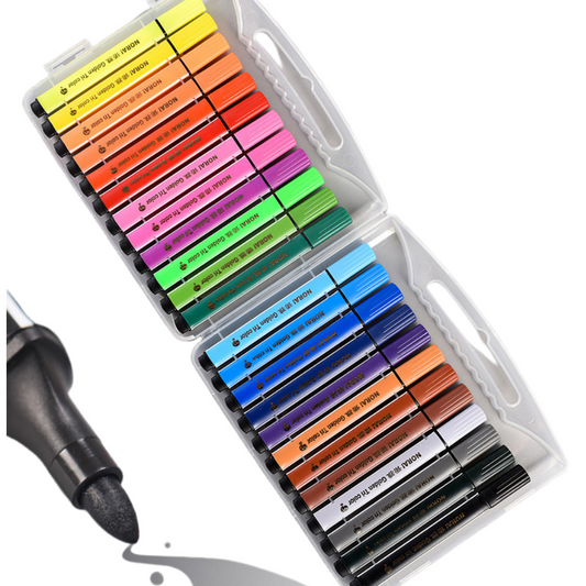 24 Colours Assorted Colouring Set Gift Washable Water Colour Markers Coloured Pens Kids Children Colouring Drawing Pens Assorted Colours Markers Pens for Children Doodling (24 Colour)