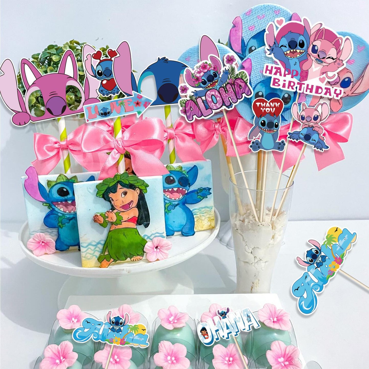 22 Pack Stitch Cupcake Birthday Cake Toppers Glitter Tea Party Eat Me Cupcake Picks Tea Party Cake Decorations Babyshower Boy Girl Kids Birthday Tea Party Supplies