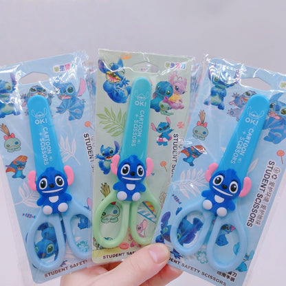 6PCS Stitch School Children Blunt tip Kids Scissors, Cute Desk Accessory Set, School Stapler Set Includes Stapler, Scissors, Small Tape, Staples Scrapbooking Art DIY Craft Students Teaching Stationery Set