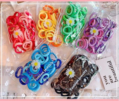 50 Multicolour Mini Hair Ponios Endless Elastics Bobbles Bands Women Girl kids Hair Bands Ponytail Holders
