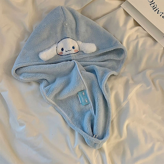 Bath Caps Coral Velvet Quick Dry Head Towel Cap Microfibre Hair Towel For Women and Girls, Absorbent Hair Drying Wrap Towel, Wet Kids Hair Dry Turban Wrap (Cinnamoroll)