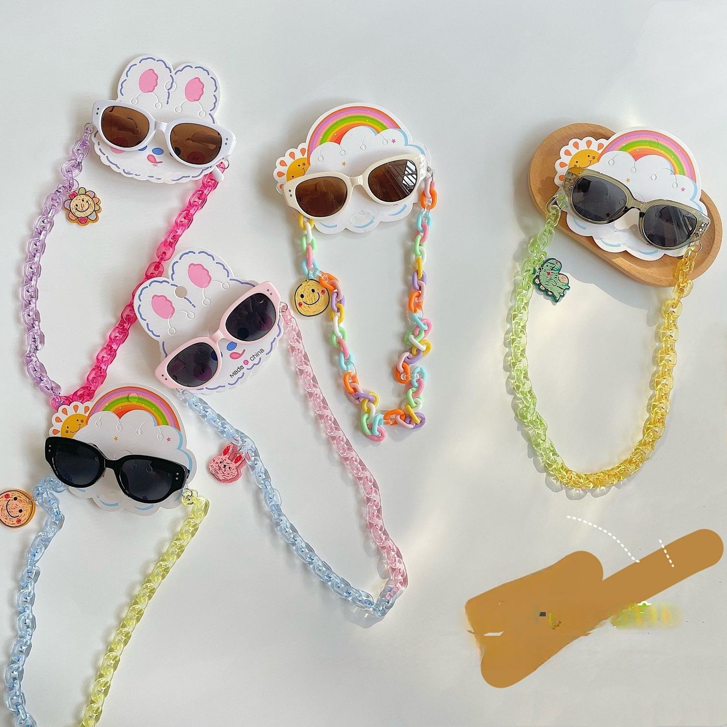 Kids Sunglasses Girls, pink Girls Sunglasses Colourful with strap, Funky Party children Favor, for Kids Toddler UV400 Age 3-10 (Sunglasses Colourful with strap)