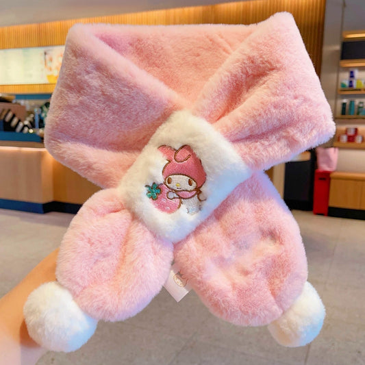 Kids Winter Beanie Scarf for 2-10 Years Old Boys Girls.Outdoor Warm Fleece Lined Thermal Knit Fluffy Pom(My Melody 01)